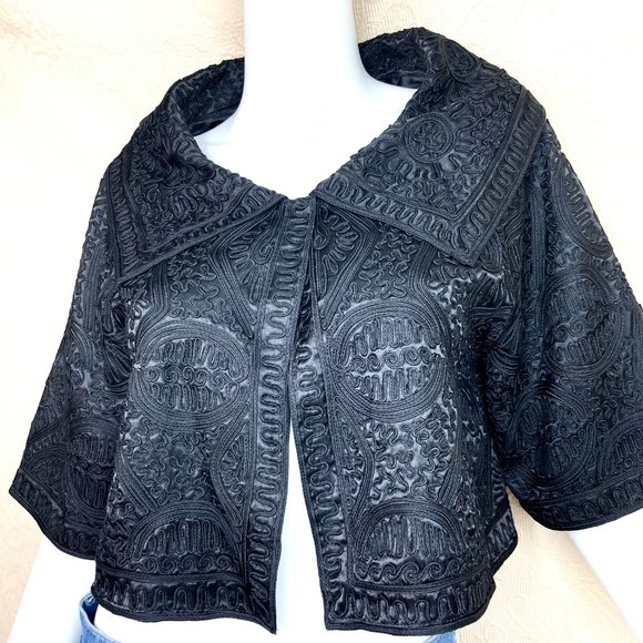 Vintage Evening Jacket Spiegel RARE NWOT Soutache Portrait Collar M - Picture 1 of 14